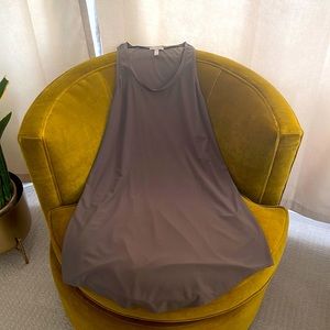 Olive green, mid-length Leith dress.